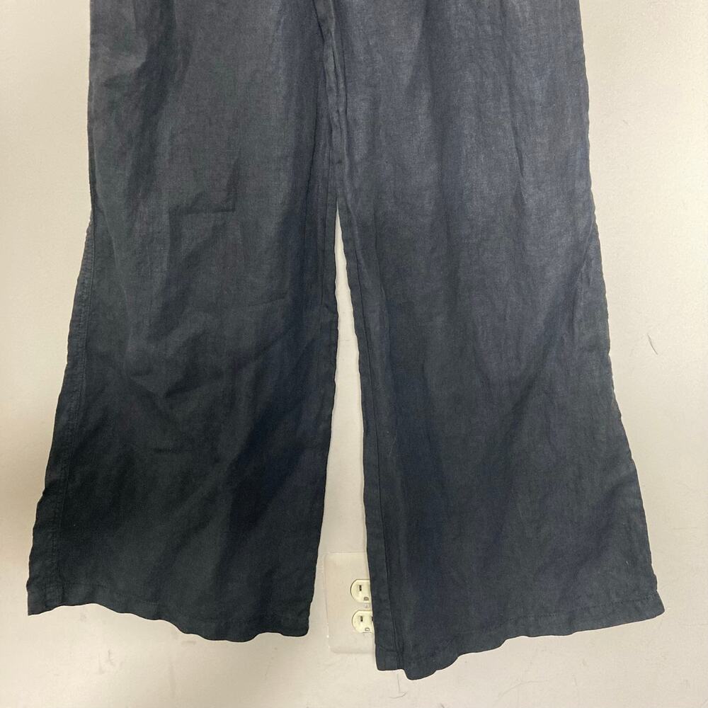 Bella Dahl Summer 100% Linen Roll Over Pants Palazzo Wide Leg Black Womens Sz M - Picture 12 of 16